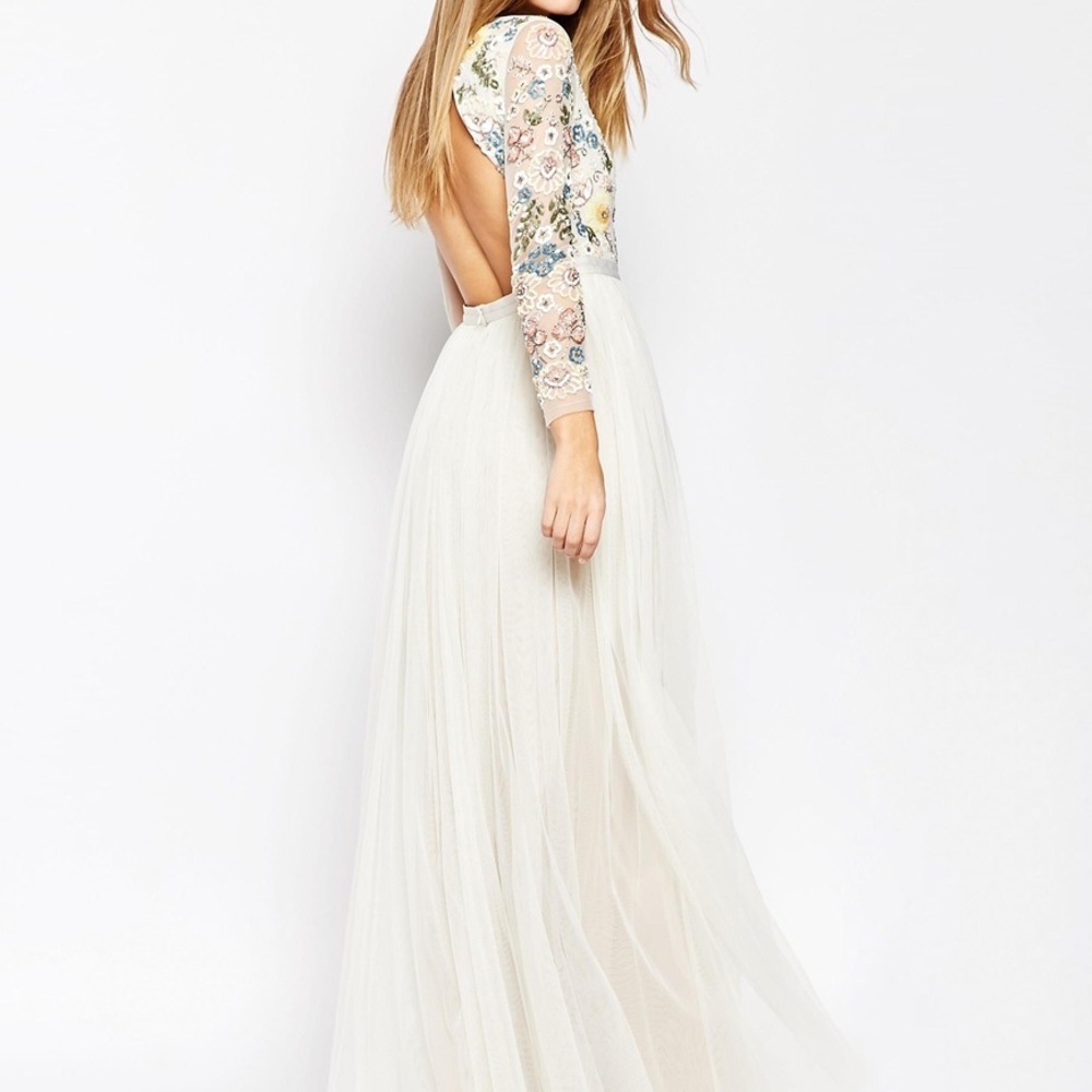 Needle and thread backless tulle embellished maxi